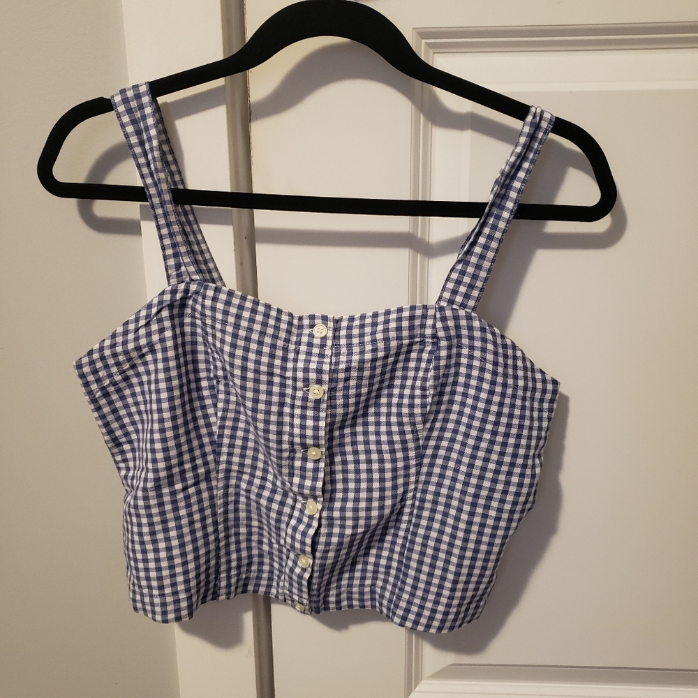 Levi's Size M Blue Gingham Button Tank